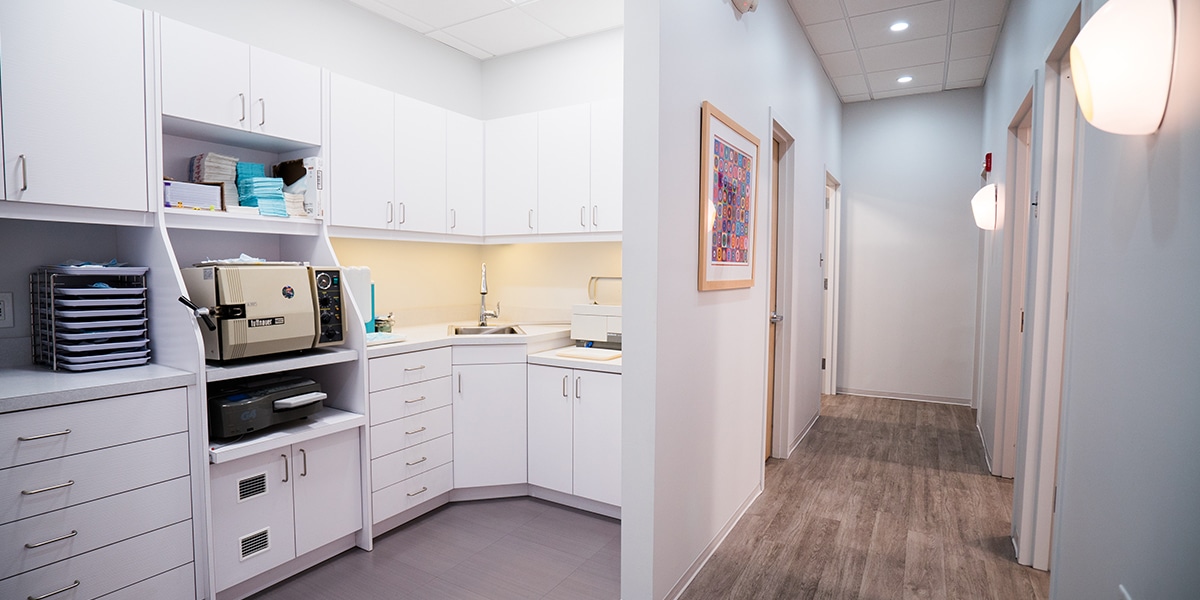 dental hallway and lab area